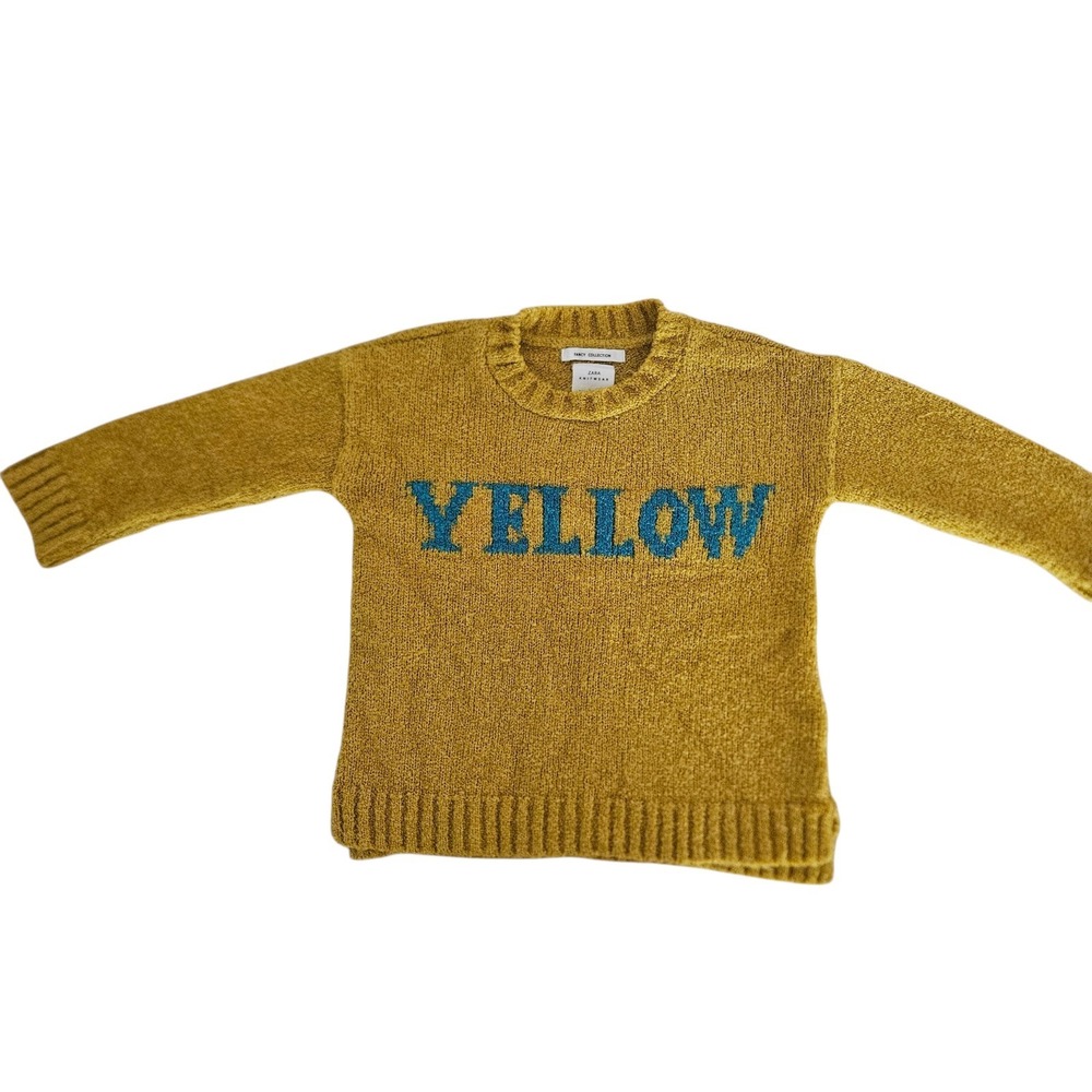 Zara Fancy Collection Girl Knit Sweater Yellow Mustard Soft Cropped Size 5